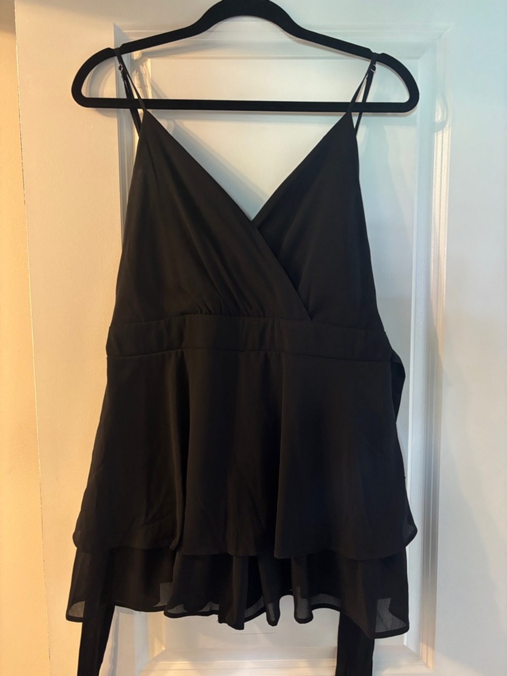 Altar'd State Black Wrap V-Neck Double-Layer Romper